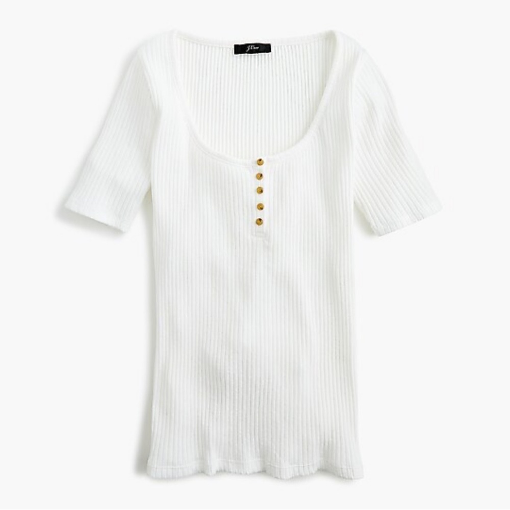 J.crew ribbed scoop neck henley t shirt. White. Plus size 3x. NWT.
